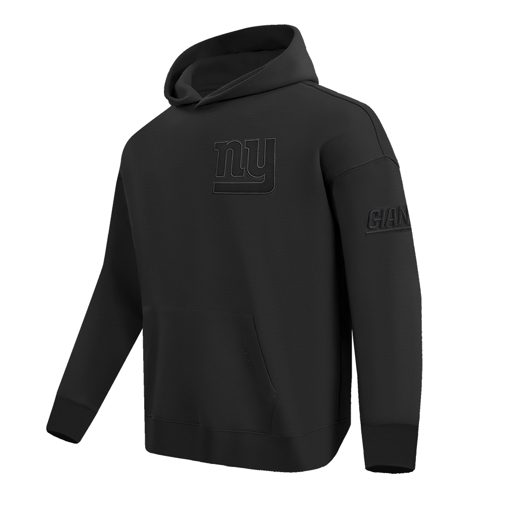 NFL NEW YORK GIANTS NEUTRAL DROP SHOULDER FLEECE PULLOVER HOODIE (BLACK)