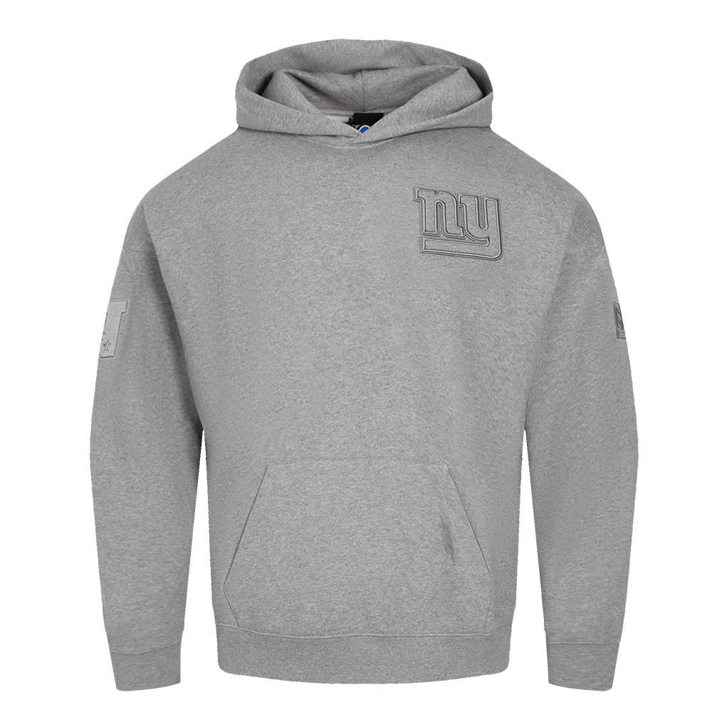 NFL NEW YORK GIANTS NEUTRAL CHANDAIL À CAPUCHON À ÉPAULES TOMBANTES POUR HOMME (GRIS CHINÉ FONCÉ)