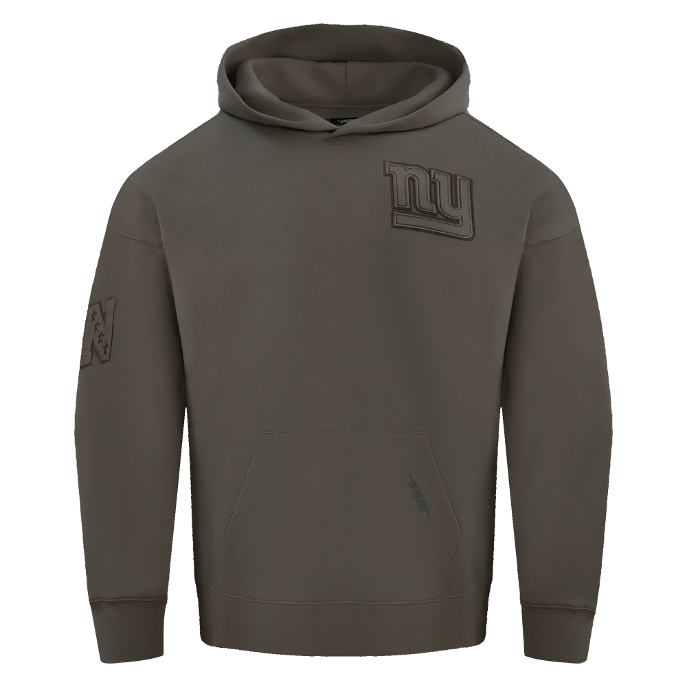 NFL NEW YORK GIANTS NEUTRAL DROP SHOULDER MEN'S PULLOVER HOODIE (DARK TAUPE)