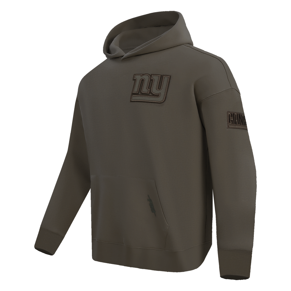 NFL NEW YORK GIANTS NEUTRAL DROP SHOULDER MEN'S PULLOVER HOODIE (DARK TAUPE)