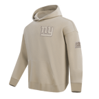 NFL NEW YORK GIANTS NEUTRAL DROP SHOULDER FLEECE PULLOVER HOODIE (TAUPE)