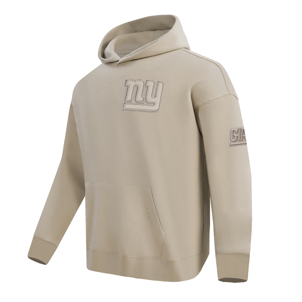 NFL NEW YORK GIANTS NEUTRAL DROP SHOULDER FLEECE PULLOVER HOODIE (TAUPE)