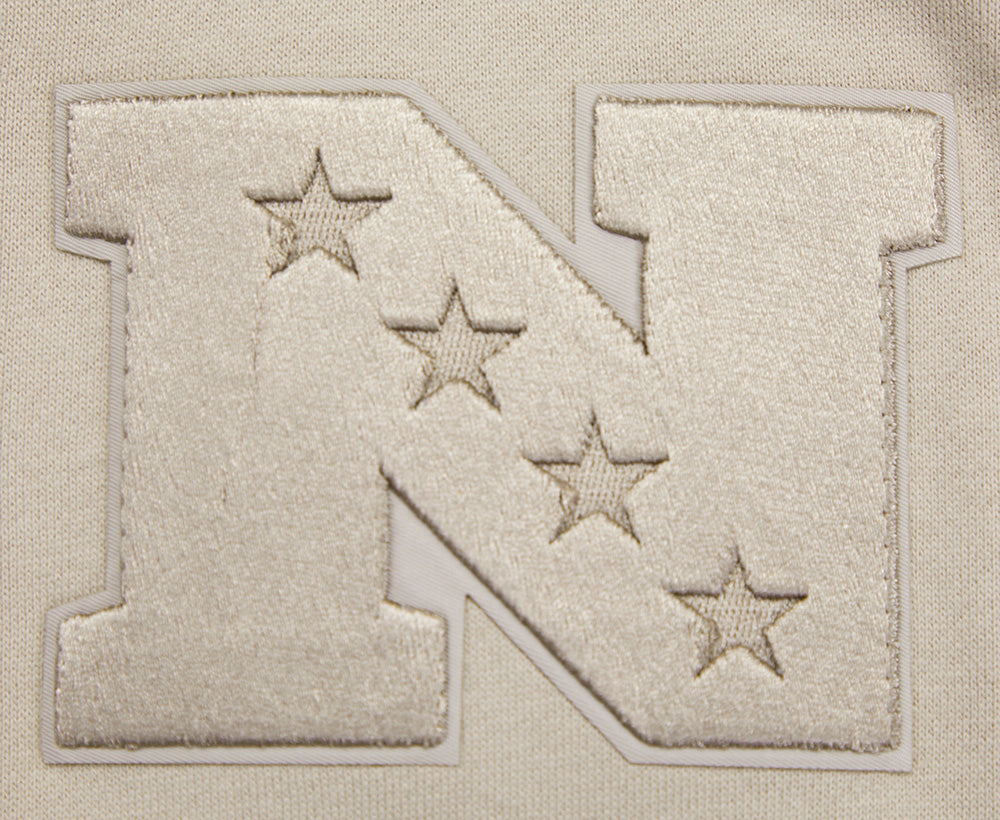 NFL NEW YORK GIANTS NEUTRAL DROP SHOULDER FLEECE PULLOVER HOODIE (TAUPE)