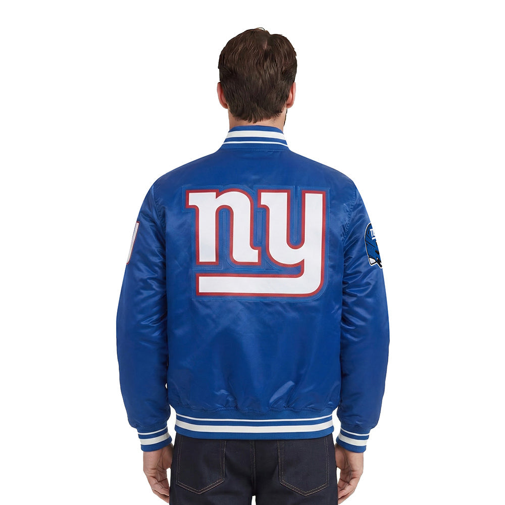 NFL NEW YORK GIANTS SCRIPT TAIL MEN'S SATIN JACKET (DODGER BLUE)