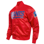 NFL NEW YORK GIANTS BLOUSON EN SATIN À GRAND LOGO POUR HOMME (ROUGE)