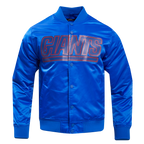 NFL NEW YORK GIANTS BIG LOGO MEN'S SATIN JACKET (ROYAL BLUE)