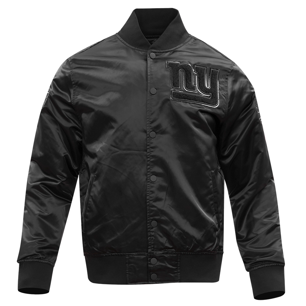 NFL NEW YORK GIANTS TRIPLE BLACK MEN'S SATIN JACKET (TRIPLE BLACK MEN'S)