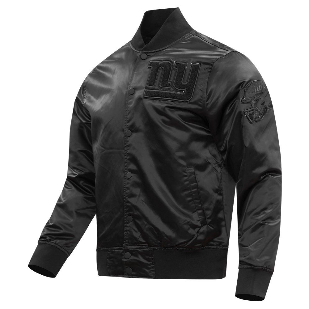 NFL NEW YORK GIANTS TRIPLE BLACK MEN'S SATIN JACKET (TRIPLE BLACK MEN'S)
