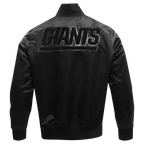 NFL NEW YORK GIANTS TRIPLE BLACK MEN'S SATIN JACKET (TRIPLE BLACK MEN'S)