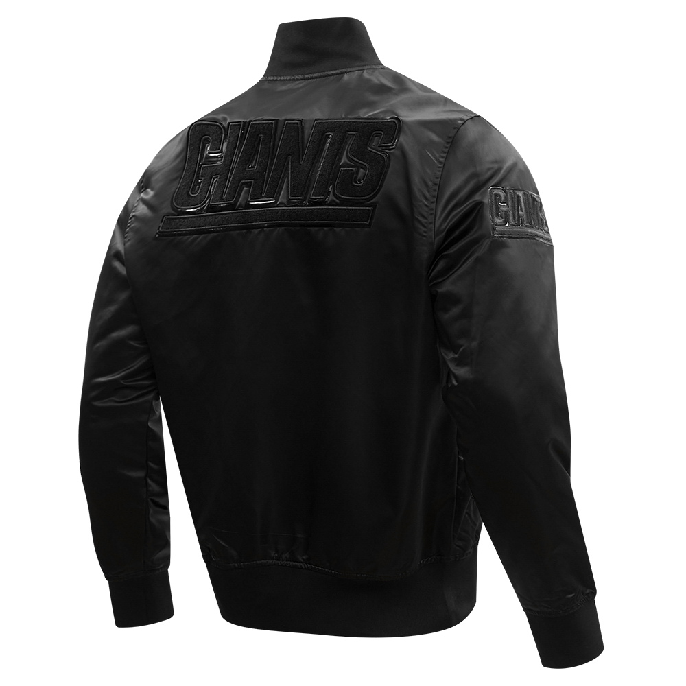 NFL NEW YORK GIANTS TRIPLE BLACK MEN'S SATIN JACKET (TRIPLE BLACK MEN'S)