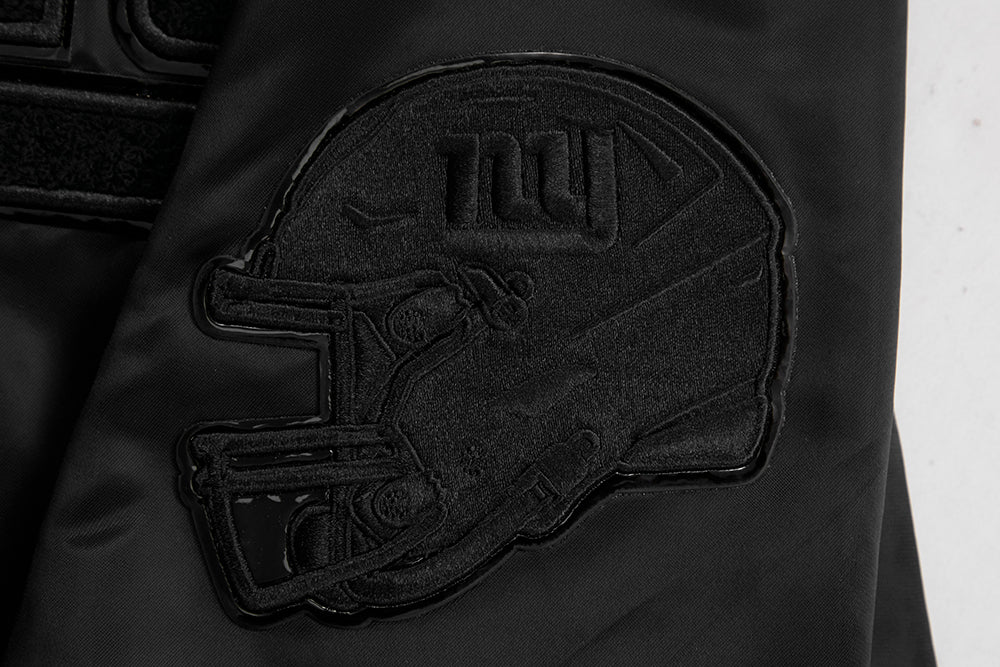 NFL NEW YORK GIANTS TRIPLE BLACK MEN'S SATIN JACKET (TRIPLE BLACK MEN'S)