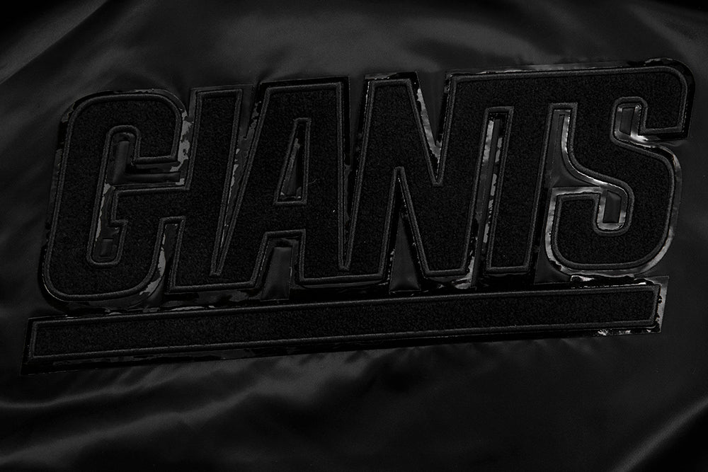 NFL NEW YORK GIANTS TRIPLE BLACK MEN'S SATIN JACKET (TRIPLE BLACK MEN'S)