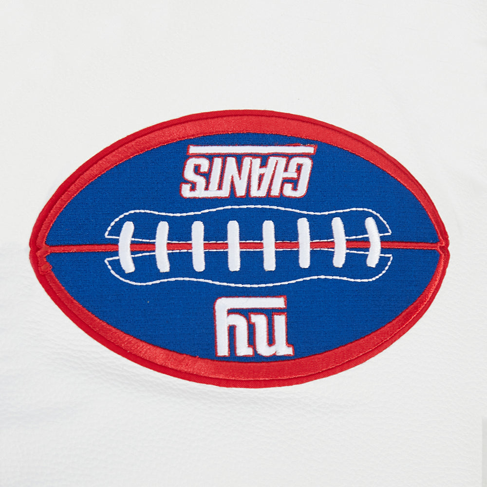 NFL NEW YORK GIANTS OLD ENGLISH MEN'S RIB WOOL VARSITY JACKET (DODGER BLUE/WHITE)