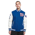NFL NEW YORK GIANTS OLD ENGLISH MEN'S RIB WOOL VARSITY JACKET (DODGER BLUE/WHITE)