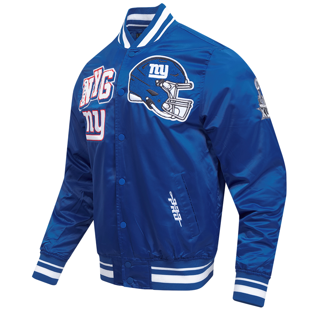 NFL NEW YORK GIANTS MASH UP MEN'S RIB SATIN JACKET (DODGER BLUE)