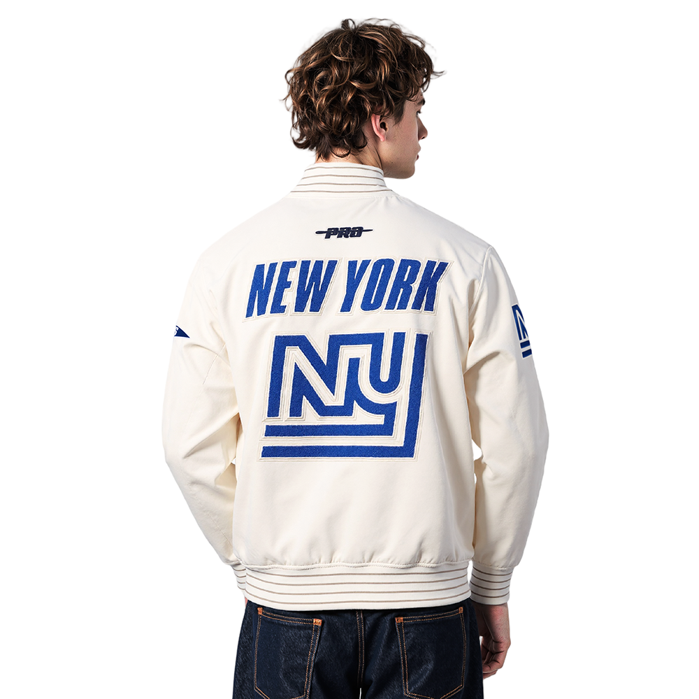 NFL NEW YORK GIANTS BLOUSON RÉTRO PRO GAME DAY (COQUILLE D'ŒUF/TAUPE/COQUILLE D'ŒUF)