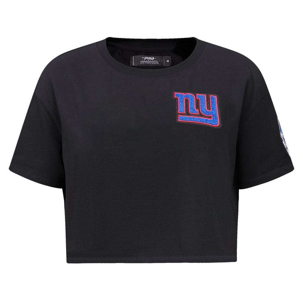 NFL NEW YORK GIANTS CLASSIC WOMEN'S SINGLE JERSEY BOXY TEE (BLACK)