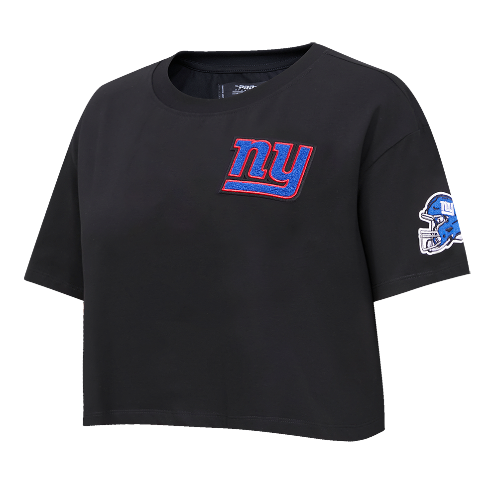 NFL NEW YORK GIANTS CLASSIC WOMEN'S SINGLE JERSEY BOXY TEE (BLACK)