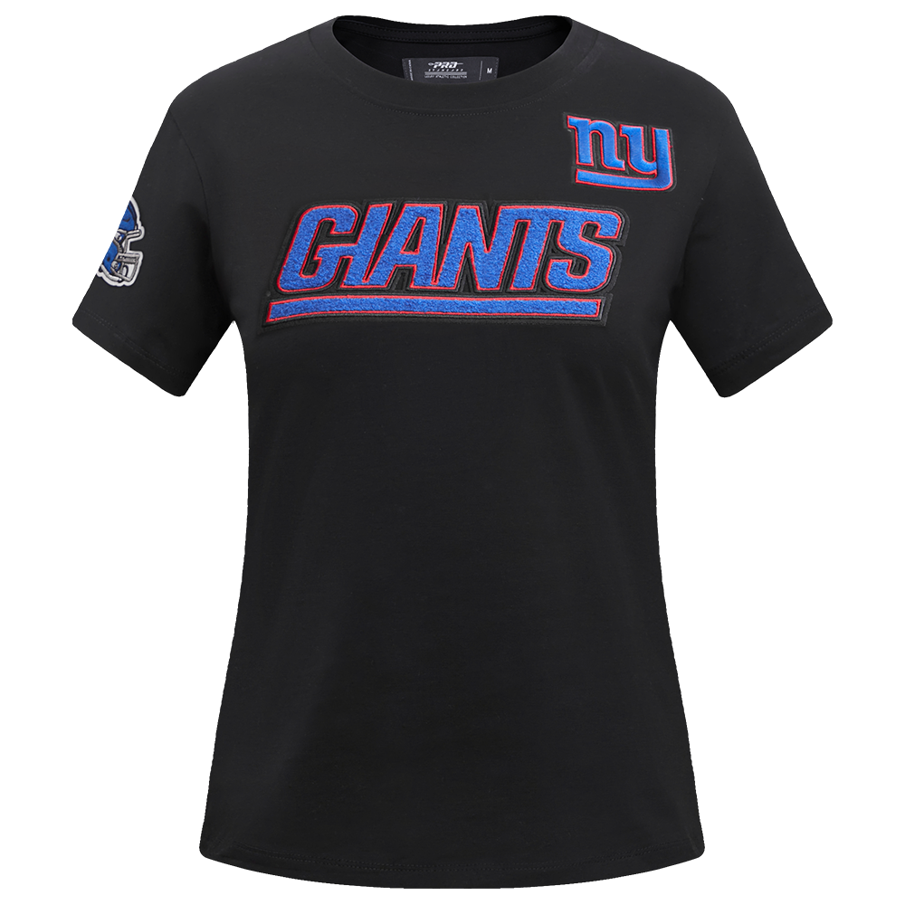 NFL NEW YORK GIANTS CLASSIC SHORT SLEEVE WOMEN'S SINGLE JERSEY SLIM FIT TEE (BLACK)