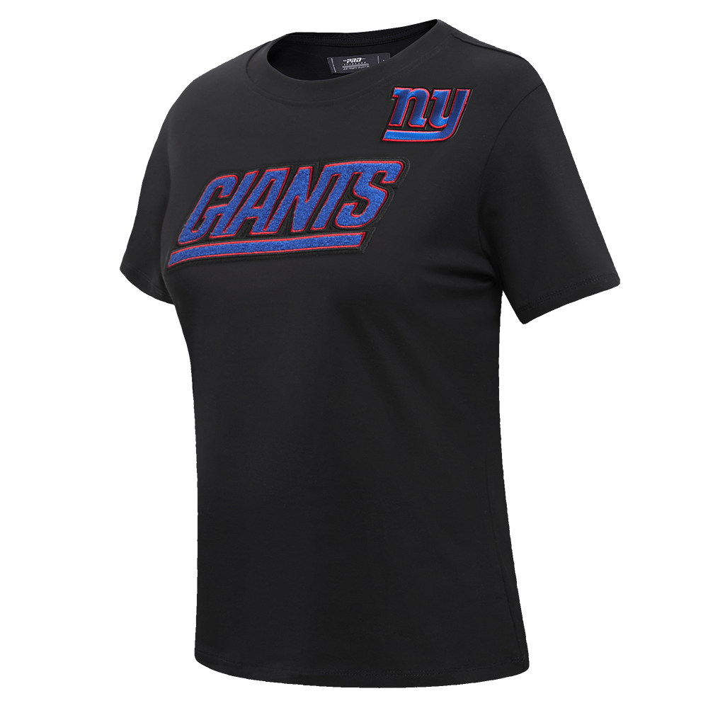 NFL NEW YORK GIANTS CLASSIC SHORT SLEEVE WOMEN'S SINGLE JERSEY SLIM FIT TEE (BLACK)