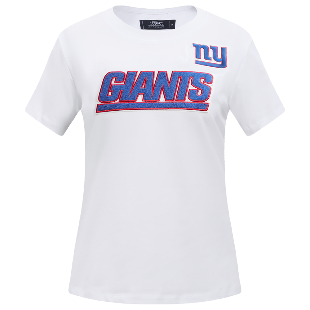 NFL NEW YORK GIANTS CLASSIC SHORT SLEEVE WOMEN'S SINGLE JERSEY SLIM FIT TEE (WHITE)