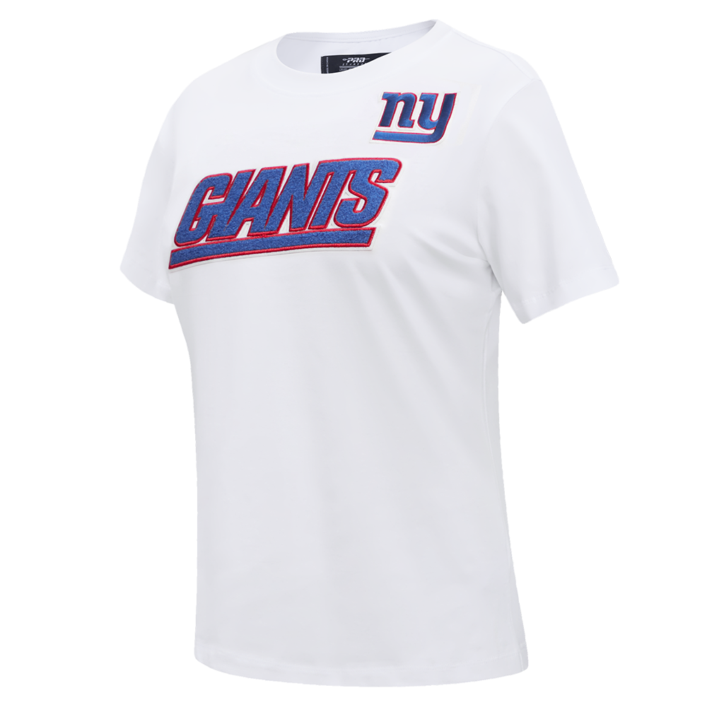 NFL NEW YORK GIANTS CLASSIC SHORT SLEEVE WOMEN'S SINGLE JERSEY SLIM FIT TEE (WHITE)