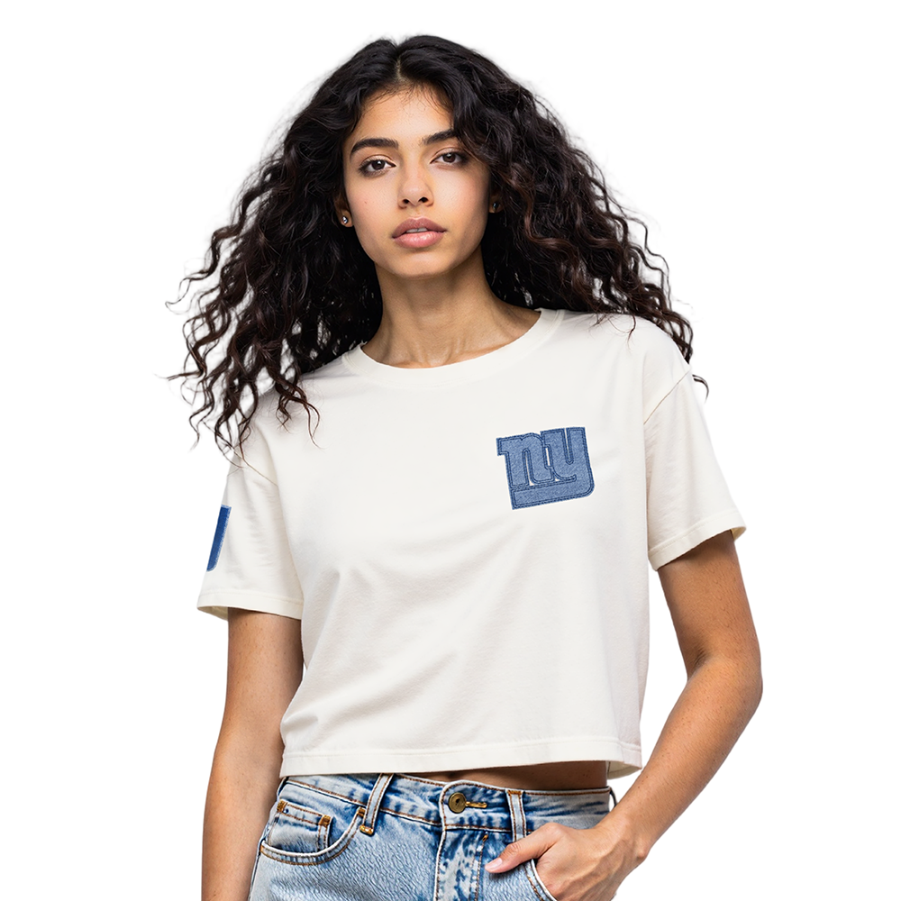 NFL NEW YORK GIANTS VARSITY BLUES WOMEN'S  SJ BOXY TEE (LINEN)