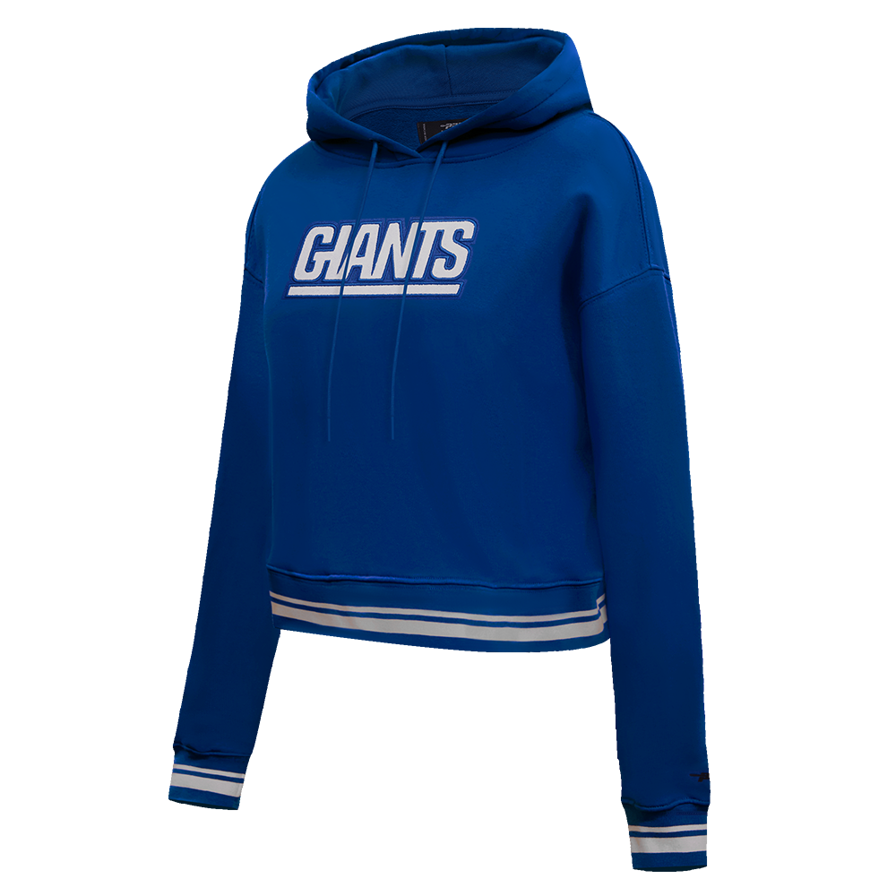 NFL NEW YORK GIANTS RETRO CLASSIC WOMEN'S RIB CROPPED PULLOVER HOODIE (DODGER BLUE)