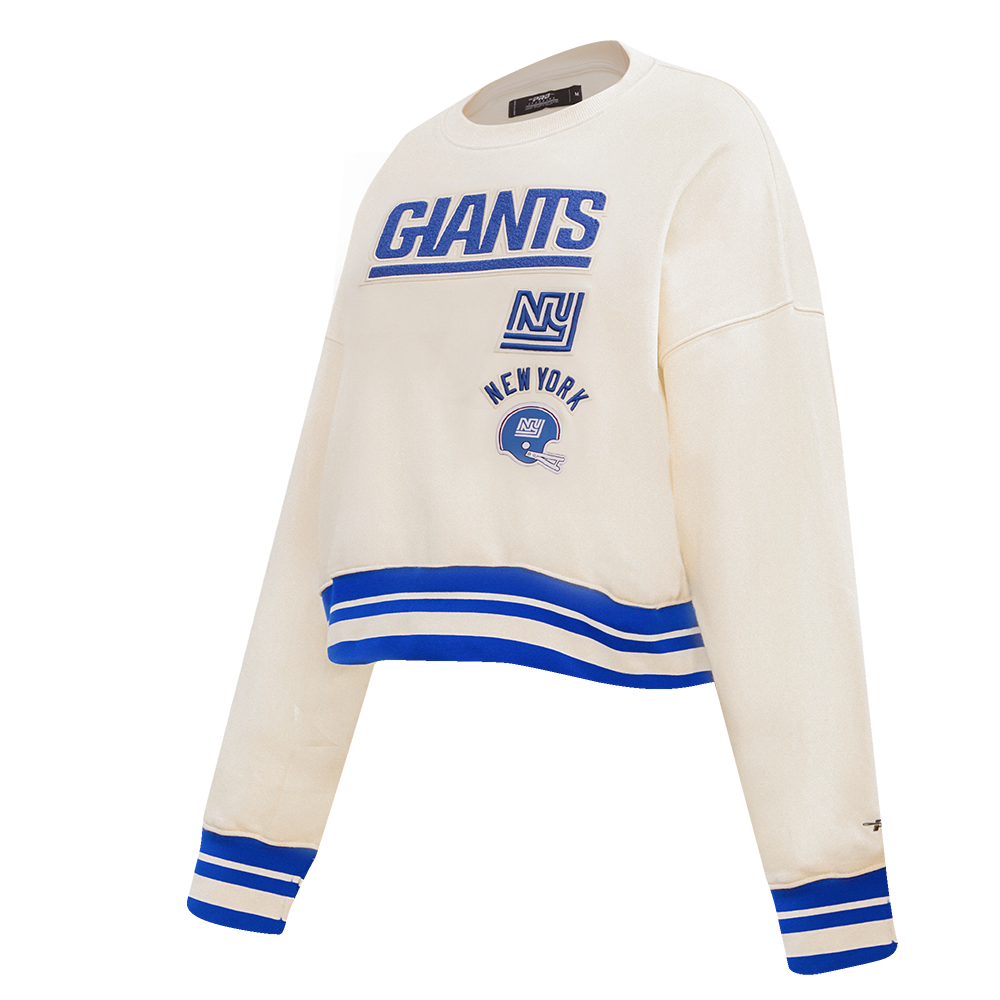 NFL NEW YORK GIANTS RETRO CLASSIC WOMEN'S RIB CREWNECK (EGGSHELL/DODGER BLUE)
