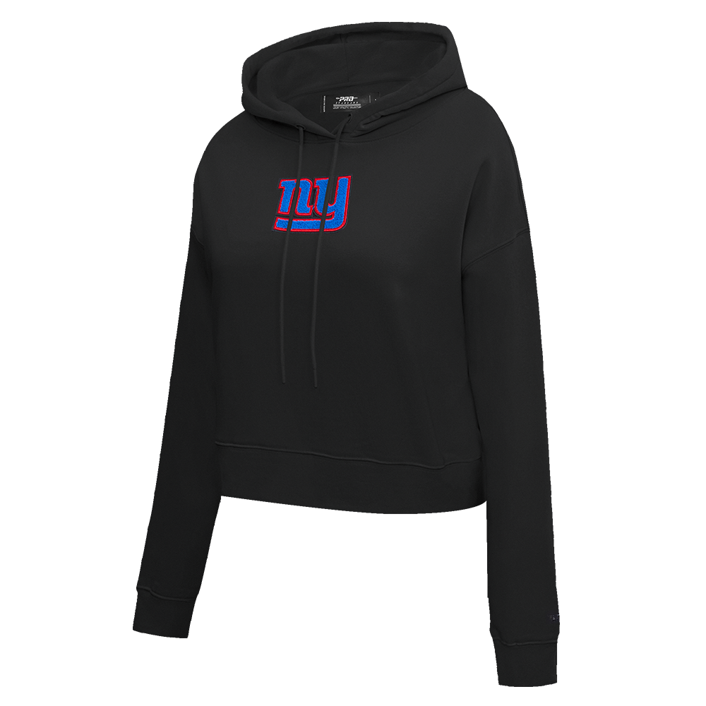 NFL NEW YORK GIANTS WOMEN'S CROPPED FLEECE HOODIE (BLACK)