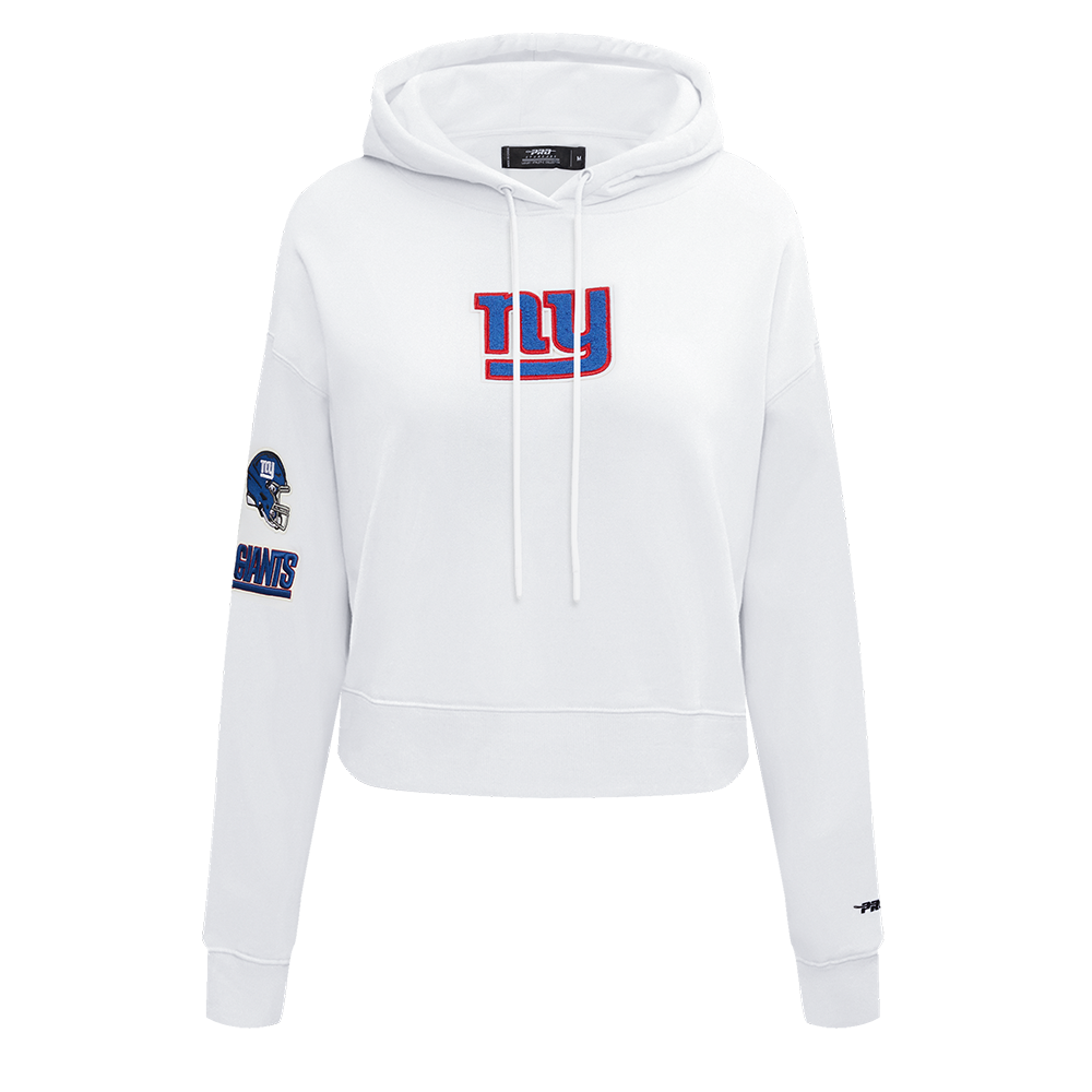 NFL NEW YORK GIANTS CHANDAIL À CAPUCHON COURT EN MOLLETON POUR FEMME (BLANC)