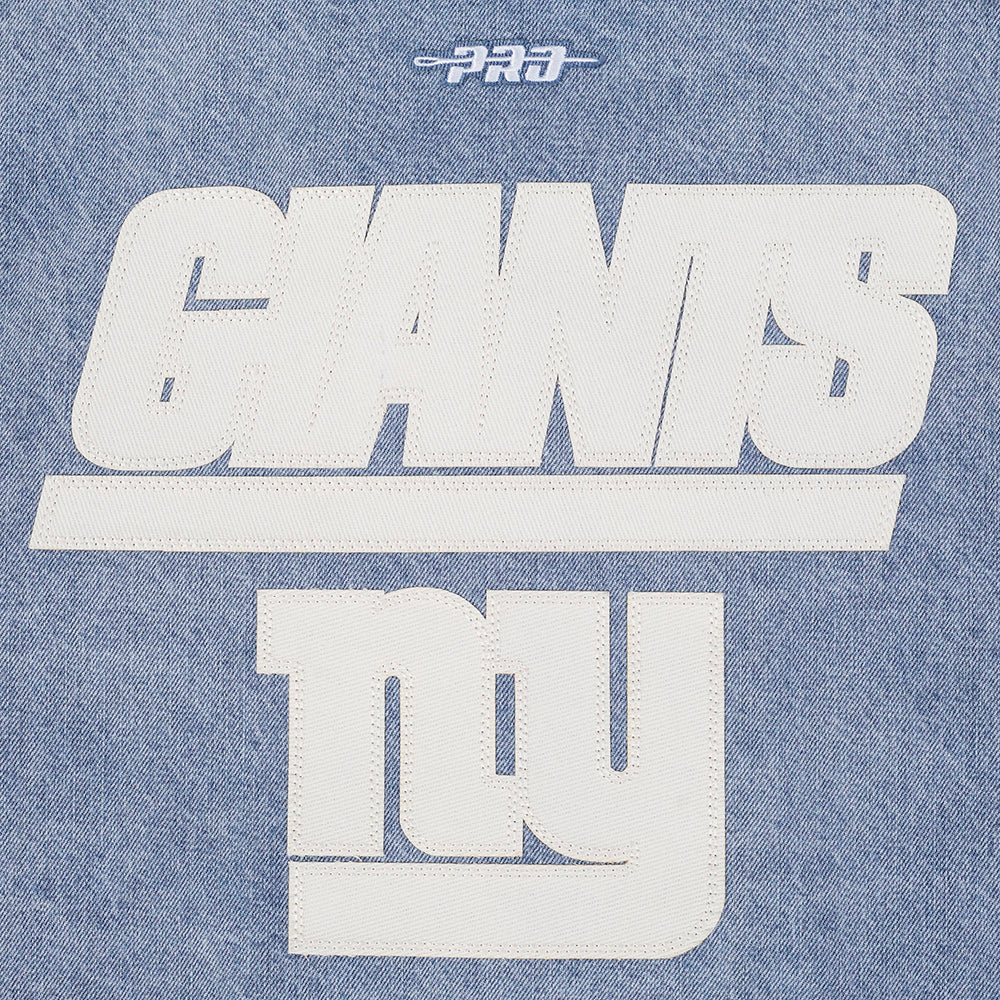 NFL NEW YORK GIANTS VARSITY BLUES BLOUSON COLLÉGIAL EN DENIM POUR FEMME (DENIM/LIN)