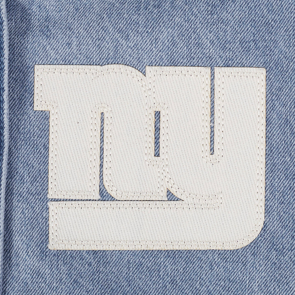 NFL NEW YORK GIANTS VARSITY BLUES BLOUSON COLLÉGIAL EN DENIM POUR FEMME (DENIM/LIN)