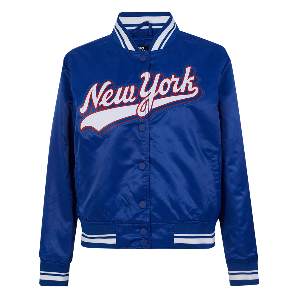 NFL NEW YORK GIANTS SCRIPT TAIL BLOUSON EN SATIN POUR FEMME (BLEU DODGER)