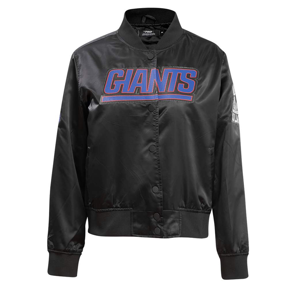 NFL NEW YORK GIANTS CLASSIC WOMEN'S SATIN JACKET (BLACK)