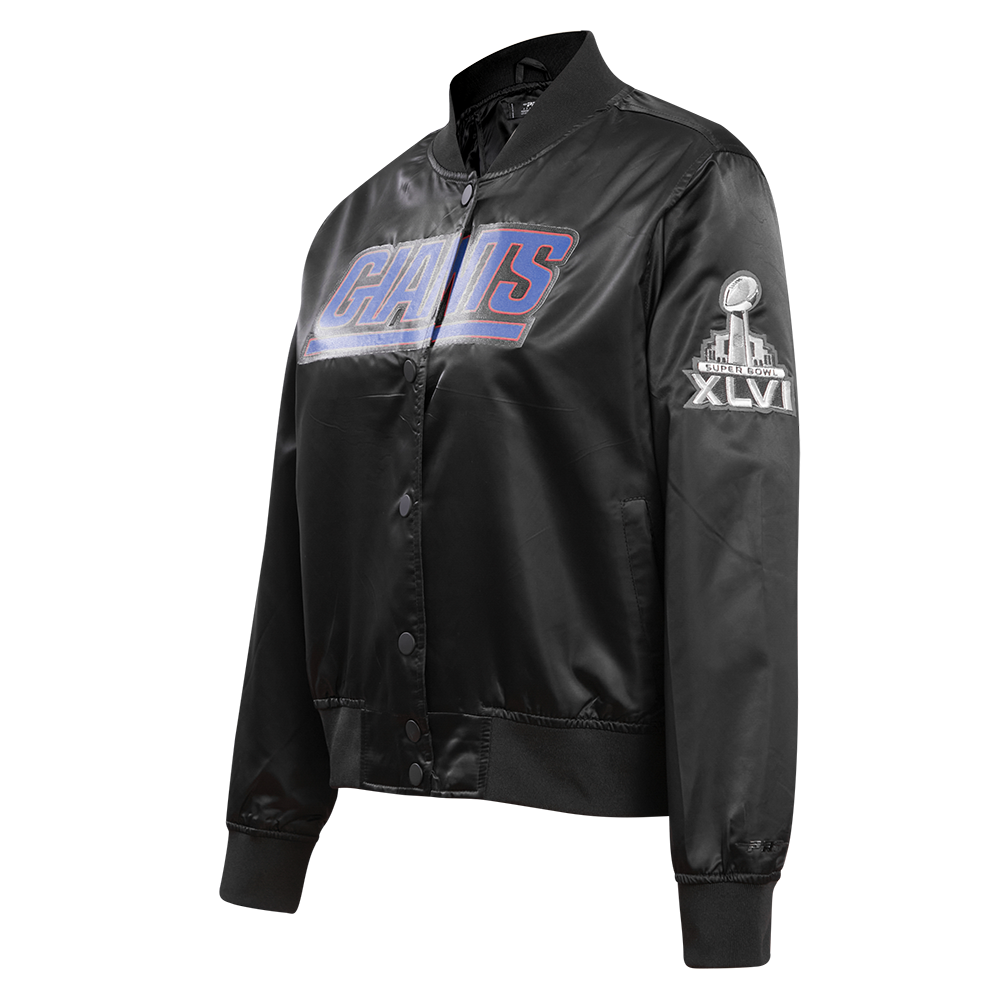 NFL NEW YORK GIANTS CLASSIC WOMEN'S SATIN JACKET (BLACK)