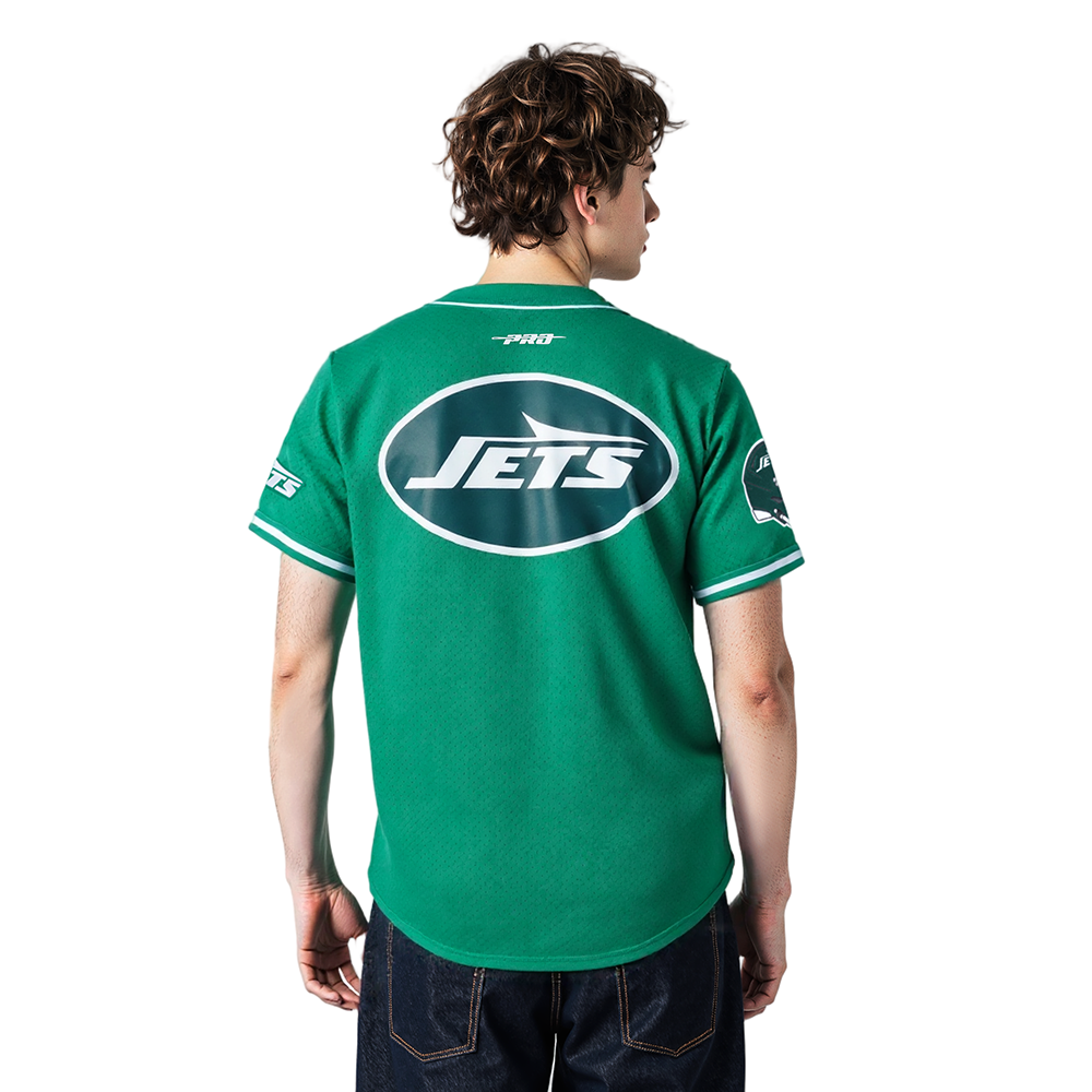 NFL NEW YORK JETS SCRIPT TAIL CHEMISE BOUTONNÉE EN FILET POUR HOMME (VERT KELLY)