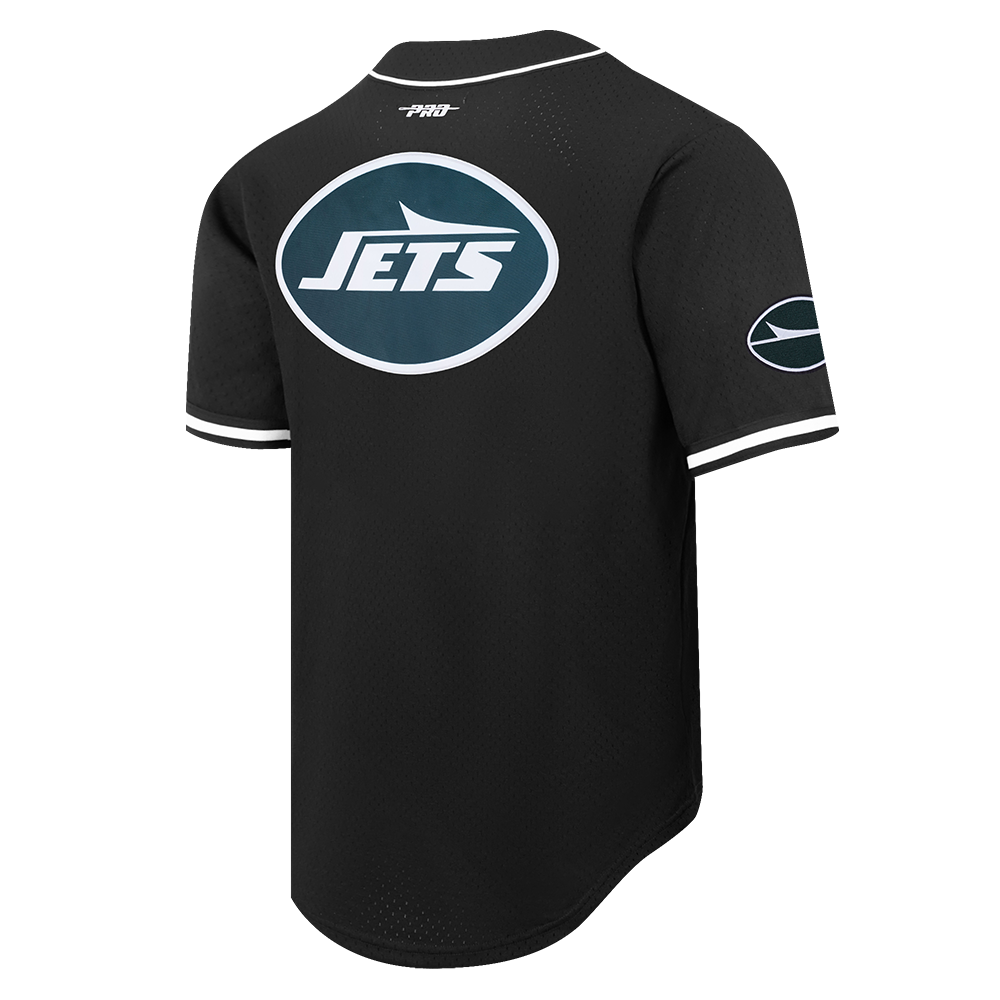 NFL NEW YORK JETS CLASSIC MESH MEN'S BUTTON DOWN SHIRT (BLACK)