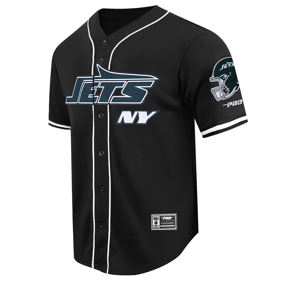 NFL NEW YORK JETS CLASSIC MESH MEN'S BUTTON DOWN SHIRT (BLACK)