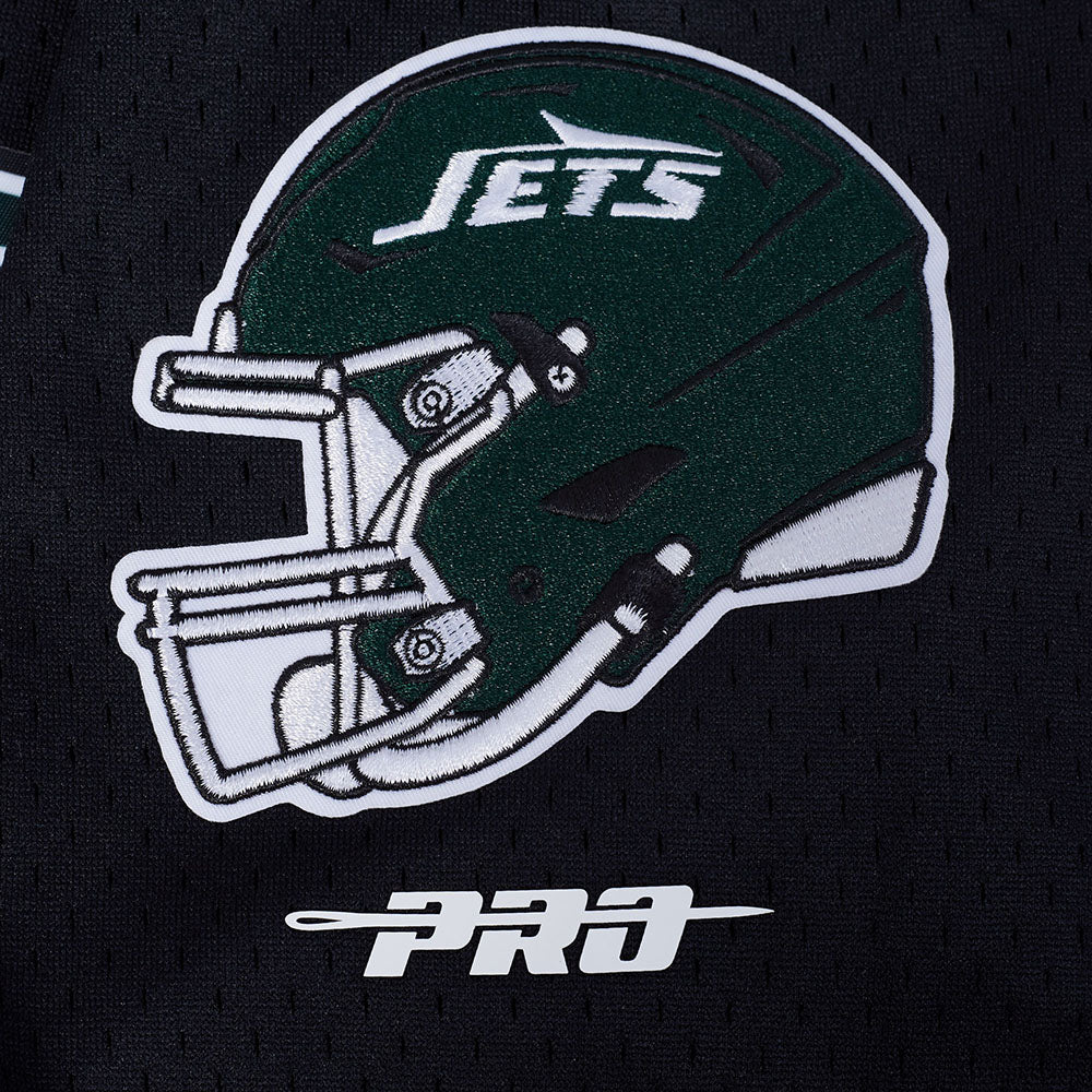 NFL NEW YORK JETS CLASSIC MESH MEN'S BUTTON DOWN SHIRT (BLACK)