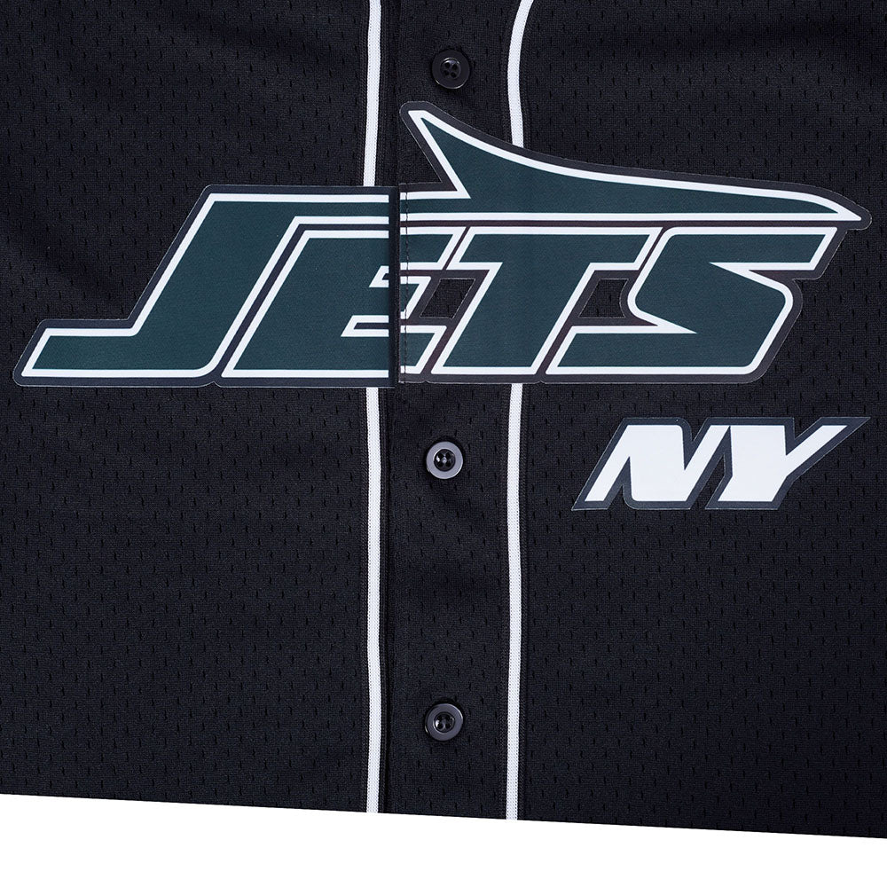 NFL NEW YORK JETS CLASSIC MESH MEN'S BUTTON DOWN SHIRT (BLACK)