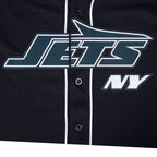 NFL NEW YORK JETS CLASSIC MESH MEN'S BUTTON DOWN SHIRT (BLACK)
