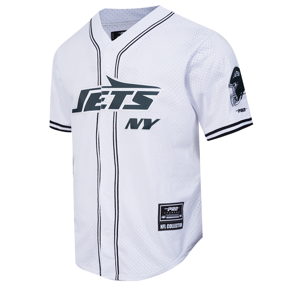 NFL NEW YORK JETS CLASSIC MESH CHEMISE BOUTONNÉE POUR HOMME (BLANC/NOIR/BLANC)
