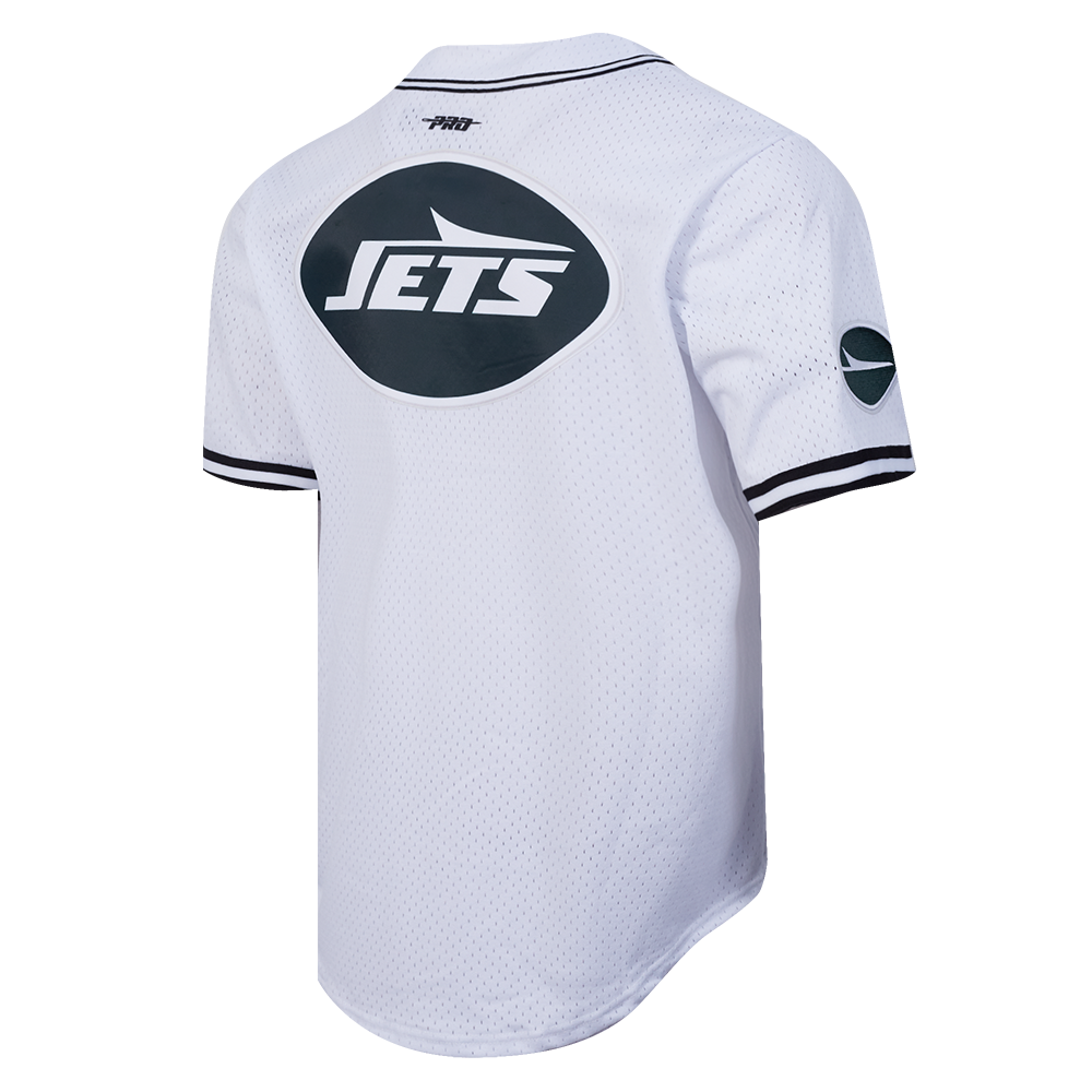 NFL NEW YORK JETS CLASSIC MESH CHEMISE BOUTONNÉE POUR HOMME (BLANC/NOIR/BLANC)