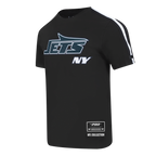 NFL NEW YORK JETS CLASSIC MESH T-SHIRT EN JERSEY SIMPLE À RAYURES POUR HOMME (NOIR)