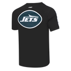 NFL NEW YORK JETS CLASSIC MESH T-SHIRT EN JERSEY SIMPLE À RAYURES POUR HOMME (NOIR)
