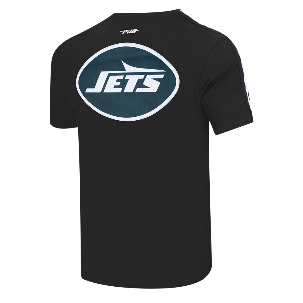 NFL NEW YORK JETS CLASSIC MESH T-SHIRT EN JERSEY SIMPLE À RAYURES POUR HOMME (NOIR)