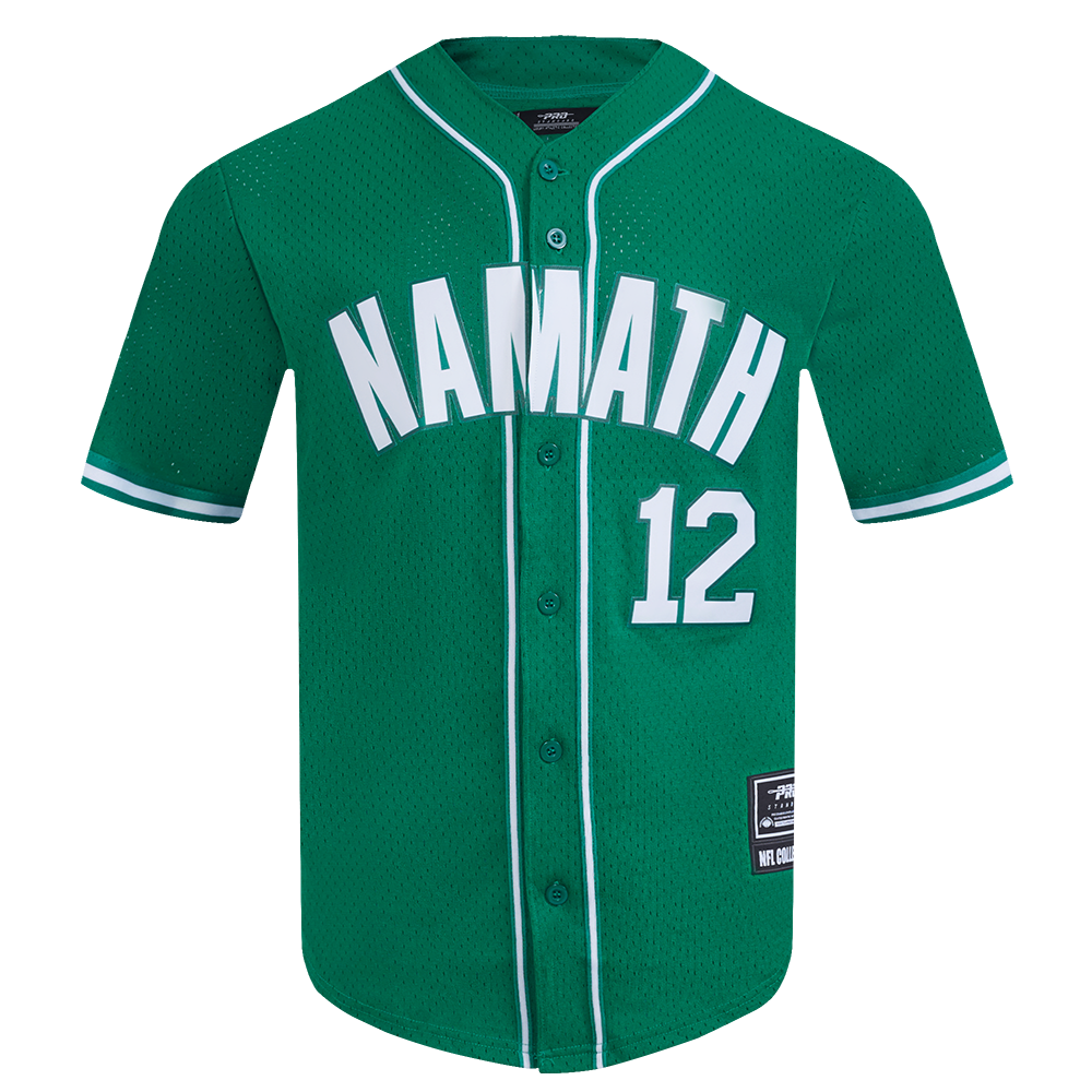 NFL NEW YORK JETS JOE NAMATH #12 MESH CHEMISE BOUTONNÉE POUR HOMME (VERT KELLY)