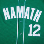 NFL NEW YORK JETS JOE NAMATH #12 MESH CHEMISE BOUTONNÉE POUR HOMME (VERT KELLY)