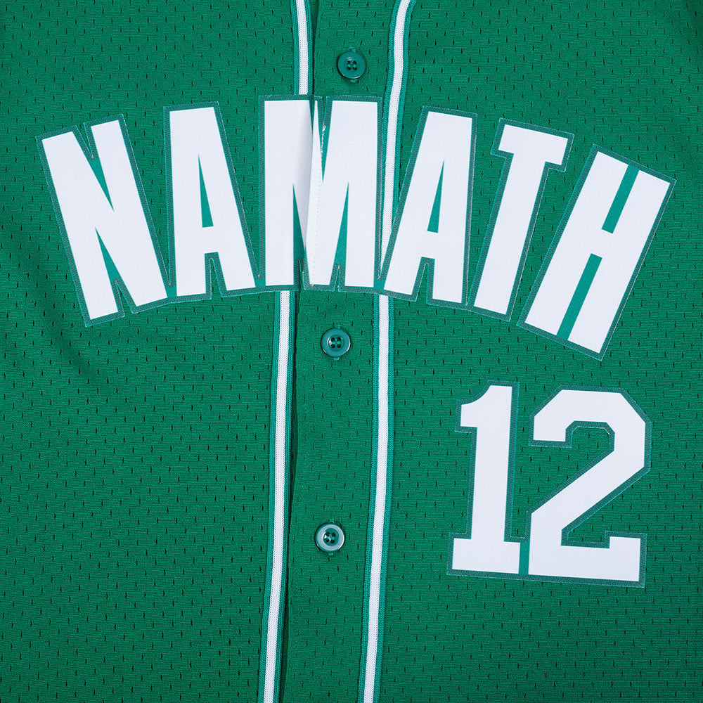 NFL NEW YORK JETS JOE NAMATH #12 MESH CHEMISE BOUTONNÉE POUR HOMME (VERT KELLY)
